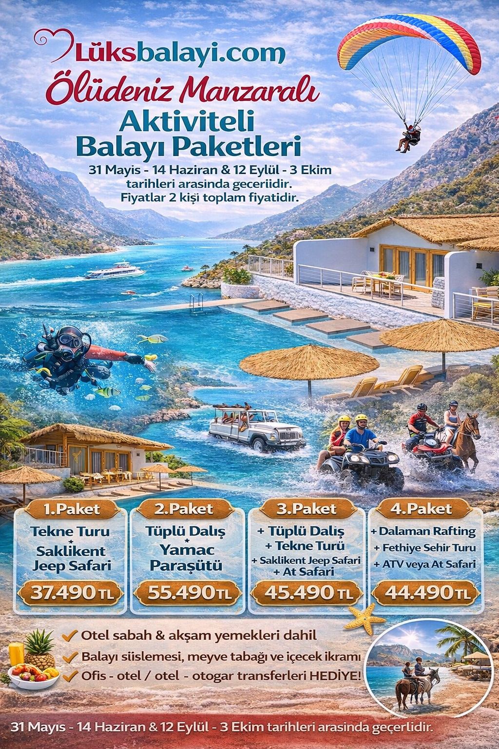 11121321321 Fethiye Bungalov Jakuzili Balayı Paketleri - Görsel 1