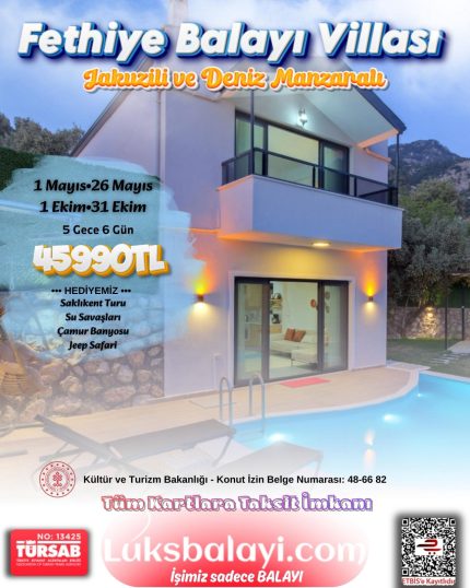 Fethiye Balayı Villası - Jakuzili ve Deniz Manzaralı